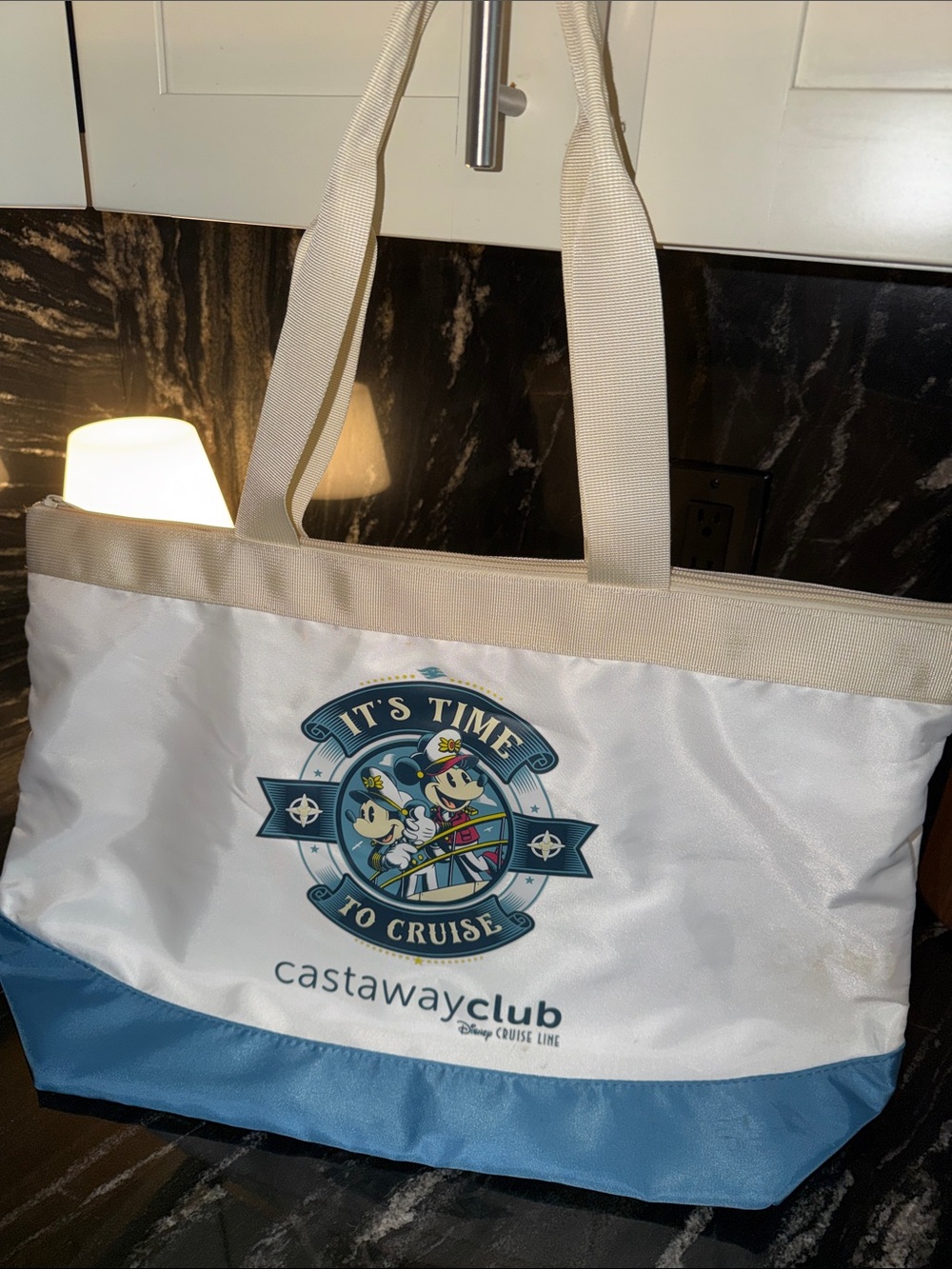 Castaway Club Disney Cruise Line White & Blue Tote Bag